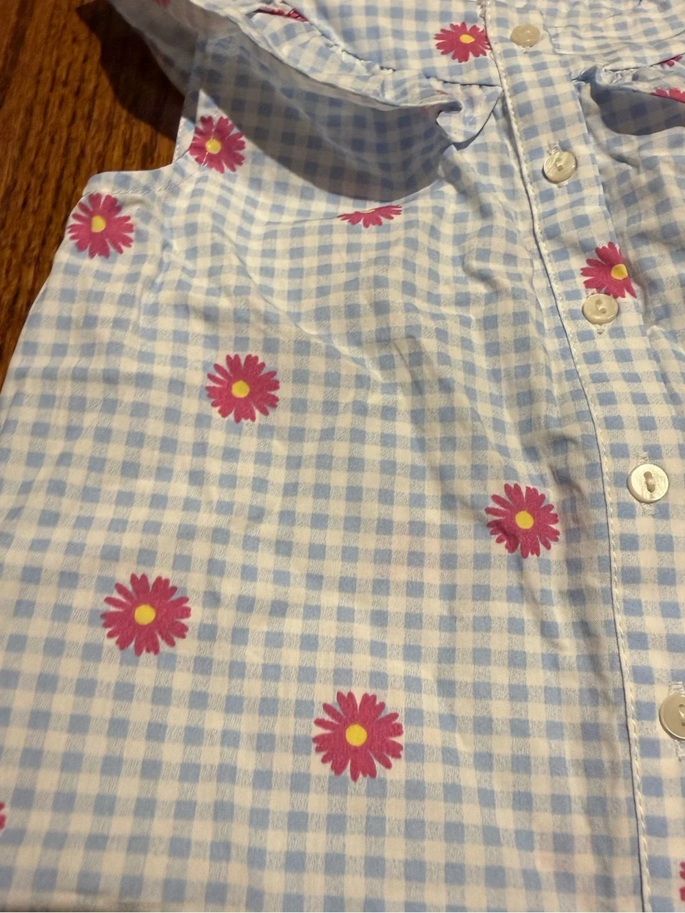 NWOT Zara Gingham Ruffle Collar Tank with Daisy 18 Months